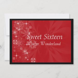 Rote Sweet Sixteen-Einladung mit Schneeflocken Einladung
