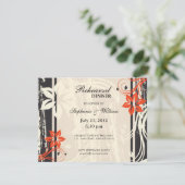 Rote Swirt Probe Dinner Card Schwarz Einladung (Stehend Vorderseite)