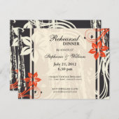Rote Swirt Probe Dinner Card Schwarz Einladung (Vorne/Hinten)