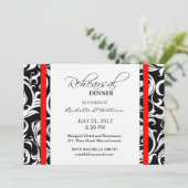 Rote Swirt-Probe-Dinner-Karte Einladung (Stehend Vorderseite)