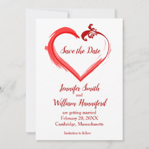 Rote Swoosh-Herz-Hochzeit Save-the-Date-Karten Save The Date