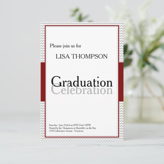 Rote Tafel Abschluss - Einladungskarte Einladung (Stehend Vorderseite)