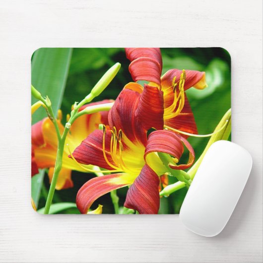 Rote Taglilien Mousepad (Mit Mouse)