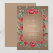 Rote Tan Petal Hochzeit Einladung (Vorne/Hinten)
