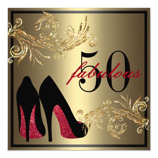 Rote TanzenSchuhe fabelhafter 50. Geburtstag Einladung Zazzle.de