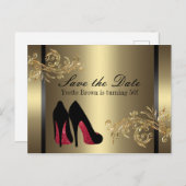Rote Tanzschuhe - Save the Date Ankündigungspostkarte (Vorne/Hinten)