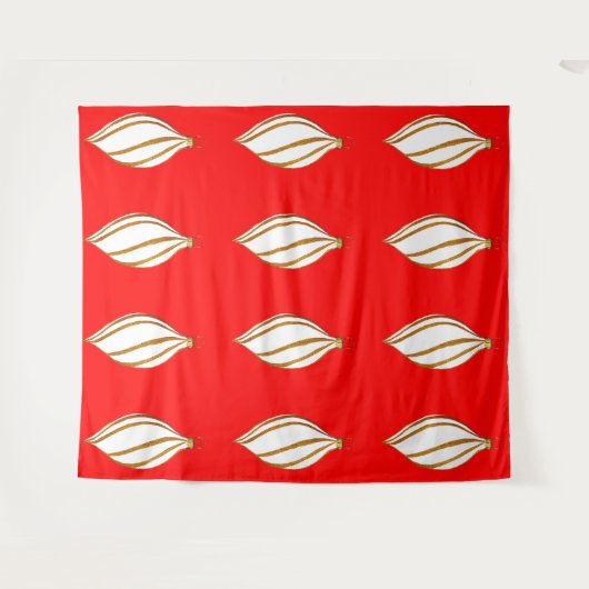 Rote Tapisserie für weiße und goldene Ornamente Wandteppich (Vorderseite (Horizontal))