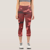 Rote Tarnmuster Capri-Leggings Capri Leggings (Vorderseite)