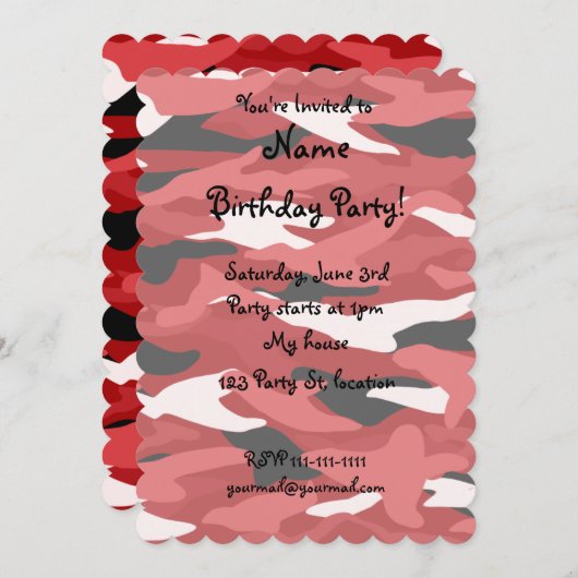 Rote Tarnung Einladung (Vorne/Hinten)