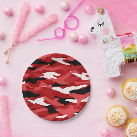 Rote Tarnung Pappteller (Party)