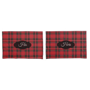 Rote Tartan-Karo-His-&-Hers-Kissenbezüge, Standard Kissenbezug