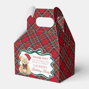 Rote Tartan-Karo-Weihnachtsbär Geburtstags-Geschen Geschenkschachtel