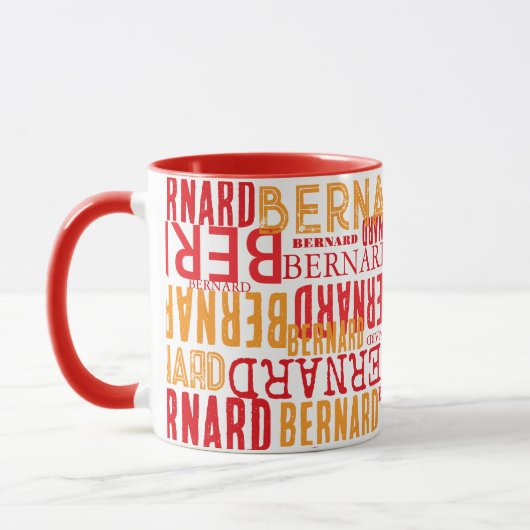 Rote Tasse mit cooler Typografie von Namen  (Links)