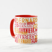 Rote Tasse mit cooler Typografie von Namen  (Vorderseite Links)