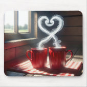 Rote Tasse mit Steamherz-Verbindung Mousepad (Vorne)