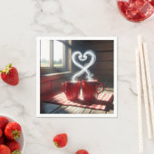 Rote Tasse mit Steamherz-Verbindung Serviette (Beispiel)