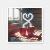 Rote Tasse mit Steamherz-Verbindung Serviette (Vorderseite)