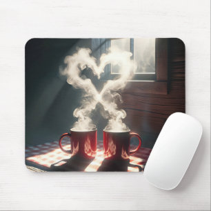 Rote Tasse mit warmgewalztem Dampfbad Mousepad