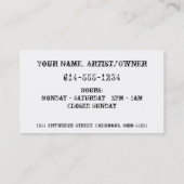 Rote Tätowierung entwarf Visitenkarten Visitenkarte (Rückseite)