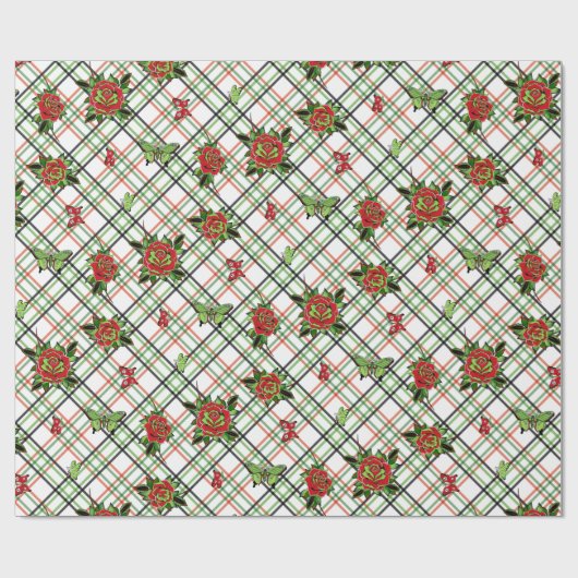 Rote Tattoo-Rose Geschenkpapier (Flach)