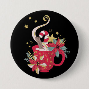 Rote Teetasse Zimtruten Weihnachtssterne, Goldene Button