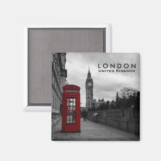 Rote Telefonbox mit Londoner Textmagnet Magnet (Vorderseite/Rückseite)