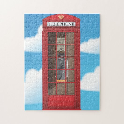 Rote Telefonbox Puzzle (Vertikal)