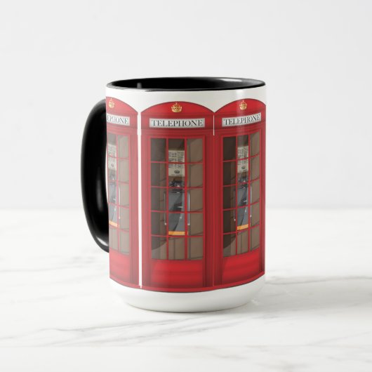 Rote Telefonbox Tasse (Vorderseite Links)
