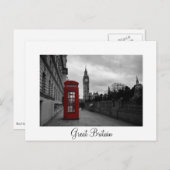 Rote Telefonzelle, britisch, weiße Postkarte (Vorne/Hinten)