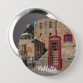 Rote Telefonzelle in Valletta Malta Button (Vorne & Hinten)