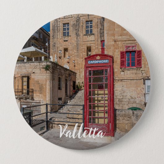 Rote Telefonzelle in Valletta Malta Button (Vorderseite)