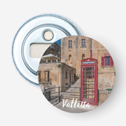 Rote Telefonzelle in Valletta Malta Flaschenöffner (Vorderseite)