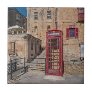 Rote Telefonzelle in Valletta Malta Fliese