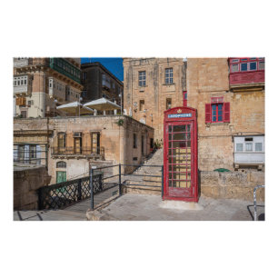 Rote Telefonzelle in Valletta Malta Fotodruck