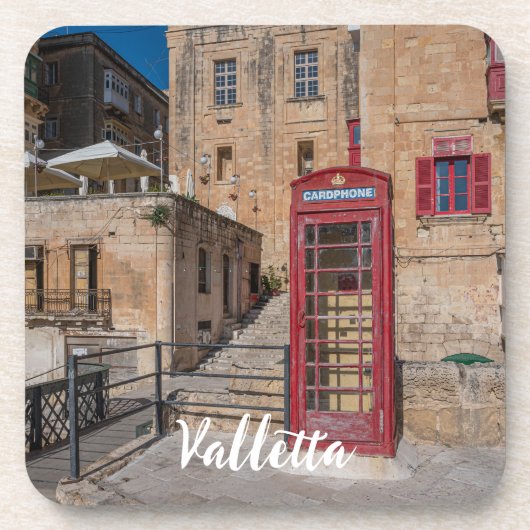Rote Telefonzelle in Valletta Malta Getränkeuntersetzer (Vorderseite)