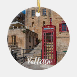 Rote Telefonzelle in Valletta Malta Keramik Ornament