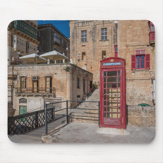 Rote Telefonzelle in Valletta Malta Mousepad (Vorne)