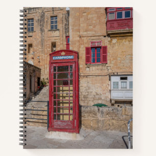 Rote Telefonzelle in Valletta Malta Notizblock