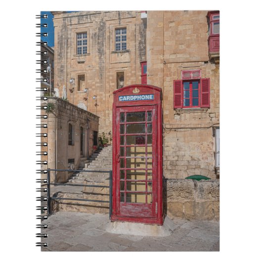Rote Telefonzelle in Valletta Malta Notizblock (Vorderseite)