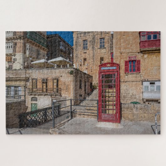 Rote Telefonzelle in Valletta Malta Puzzle (Horizontal)