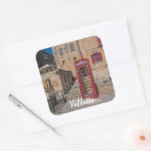 Rote Telefonzelle in Valletta Malta Quadratischer Aufkleber (Umschlag)