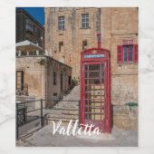 Rote Telefonzelle in Valletta Malta Weinetikett (Einzelnes Label)
