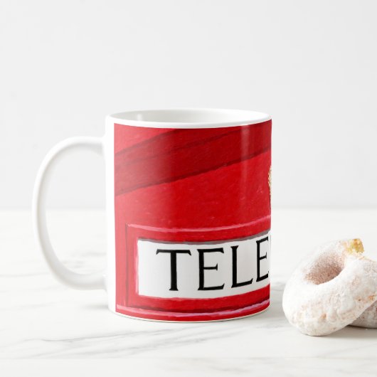 Rote Telefonzelle - klassische britische Tasse (Mit Donut)