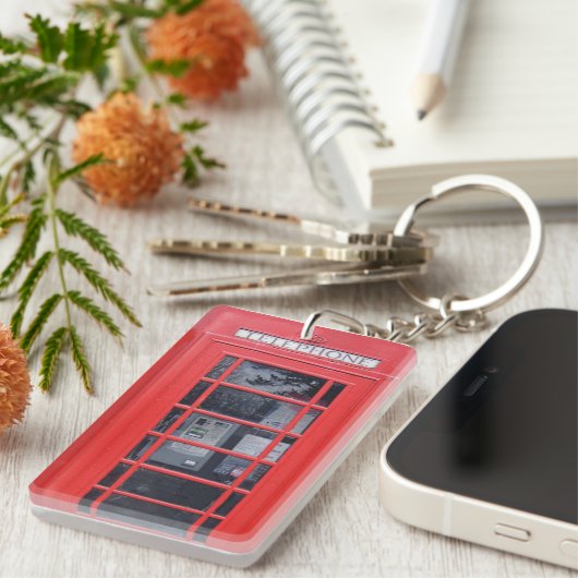 Rote Telefonzelle Londons Schlüsselanhänger (Vorderseite rechts)