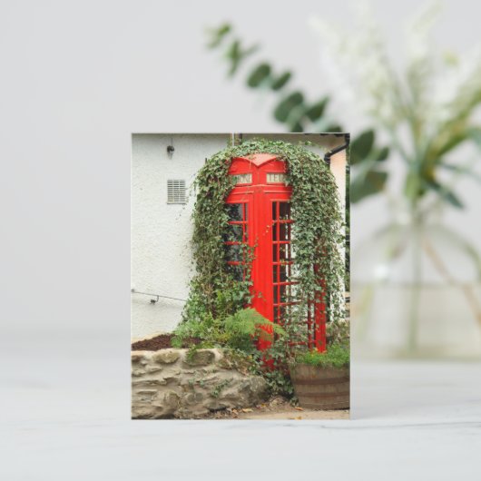 Rote Telefonzelle Postkarte (Stehend Vorderseite)