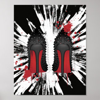 Rote Teller Stilettos Schuhe Heels Spatter & Tropf Poster