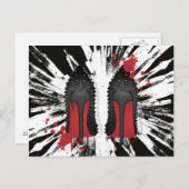 Rote Teller Stilettos Schuhe Heels Spatter & Tropf Postkarte (Vorne/Hinten)