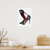 Rote Tellerstilettos Schuhe, schwarze High Heels Poster (Küche)