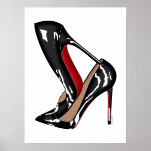 Rote Tellerstilettos Schuhe, schwarze High Heels Poster