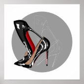Rote Tellerstilettos Schuhe, schwarze High Heels Poster (Vorne)